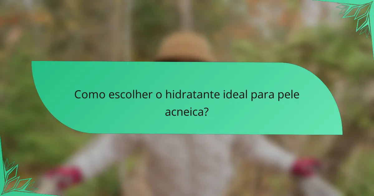 Como escolher o hidratante ideal para pele acneica?